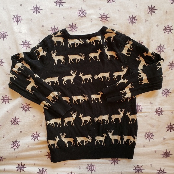 Forever 21 black and gold sparkle deer sweater - Picture 5 of 5
